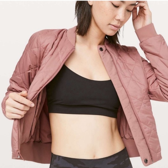 Lululemon Size 8 Warm Two Ways Reversible Bomber Jacket Mauve Pink EUC - Picture 2 of 11